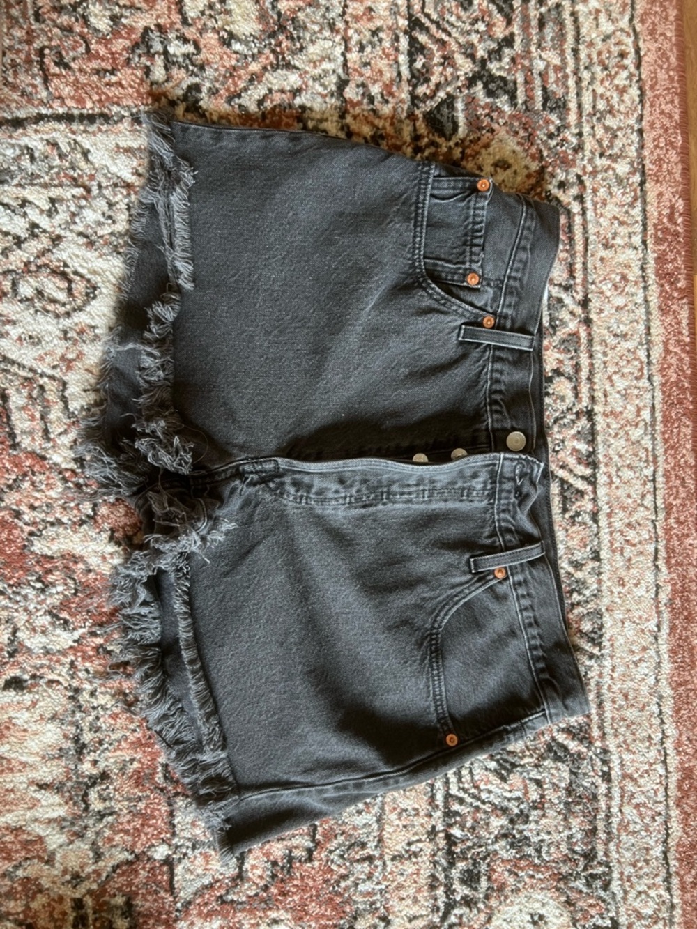 Levi's Black Frayed Hem Denim Shorts